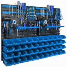 botle Műhely panel szerszámokhoz 115 x 78 cm és 44 db Dobozok Kék Doboz szerszámtartó készlettel műanyag