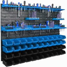 botle Műhely panel szerszámokhoz 115 x 78 cm és 44 db Dobozok Kék és Fekete műanyag