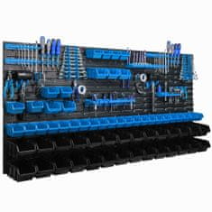 botle Függeszthető panel szerszámokhoz 173 x 78 cm és 63 db Dobozok Kék és Fekete készlet XL