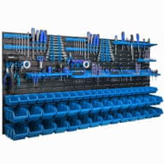 botle Panel készlet szerszámtartókkal 173 x 78 cm és 50 db Dobozok Kék 2 nagy polccal XL