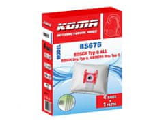 KOMA BS67G - 12 darabos porzsákkészlet Bosch Typ G ALL porszívókhoz, műanyag előlappal, szintetikus