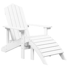 shumee 2 db fehér HDPE kerti adirondack szék lábtartóval