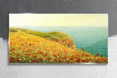 COLORAY.HU Üvegkép Virágok tengerparti tengeri szikla 100x50 cm