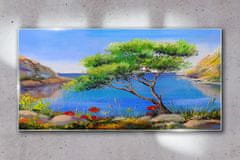 COLORAY.HU Üvegkép Virágok fa tengeri természet 100x50 cm