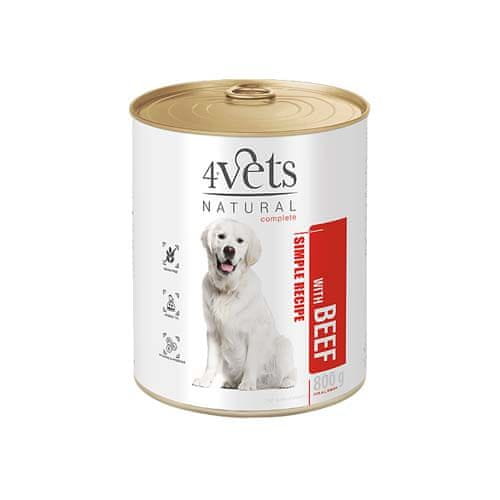 4VETS NATURAL SIMPLE RECIPE marhahússal 800g konzerv kutyáknak