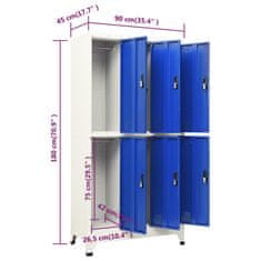 Vidaxl szürke-kék acél zárható szekrény 90 x 45 x 180 cm 339802