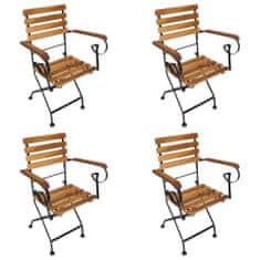 Greatstore 4 darab acél és tömör akácfa kerti összecsukható szék