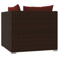shumee 2-személyes barna polyrattan kanapé párnákkal