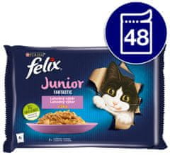 Felix Fantastic Junior csirkehússal és lazacszalettel, zselében 12(4x85g)