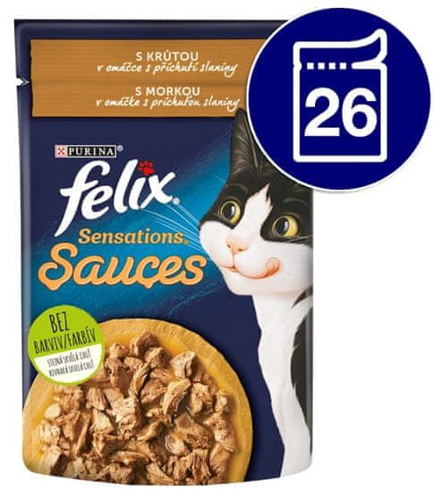 Felix Sensations Sauces pulykával szalonna ízű mártásban 26 x 85 g