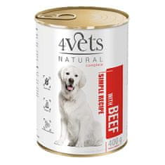 4VETS NATURAL SIMPLE RECIPE marhahússal 400g konzerv kutyáknak