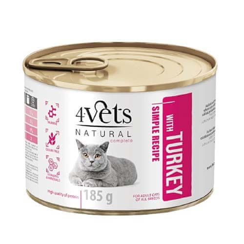 4VETS NATURAL SIMPLE RECIPE pulykahússal 185g konzerv macskáknak