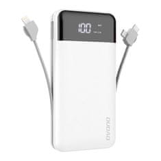 DUDAO K1Pro Power Bank 20000mAh 2x USB + kábel Lightning / USB-C / Micro USB, fehér