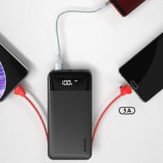 DUDAO K1A USB Power Bank 10000mAh + kábel Lightning / USB-C / Micro USB 3A, fehér