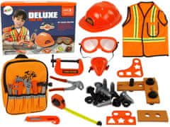 Lean-toys DIY készlet hátizsák sisak szerszámok narancssárga szemüveg
