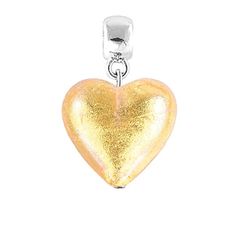 Lampglas Gyengéd Golden Heart medál 24 karátos arannyal és Lampglas gyöngyökkel S24