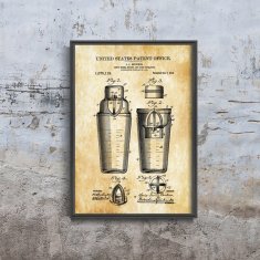 Vintage Posteria Poszter Poszter Drink Shaker Mixer szabadalma az Egyesült Államokban A3 - 30x40 cm