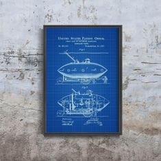 Vintage Posteria Retro poszterek Amerikai szabadalom egy tengeralattjáróra A2 - 42x59,4 cm