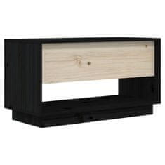 shumee fekete tömör fenyőfa TV-szekrény 74 x 34 x 40 cm