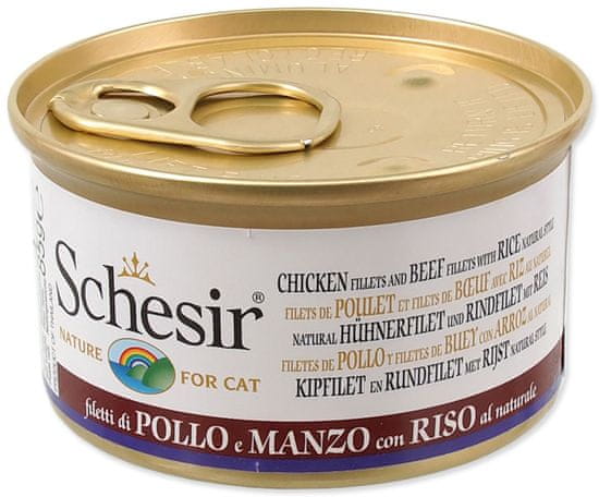 Schesir Konzerv Cat - természetes csirke + marha 14 x 85g