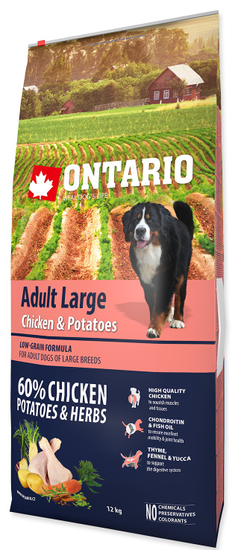 Ontario Adult Large Chicken & Potatoes Kutyatáp, 12 kg