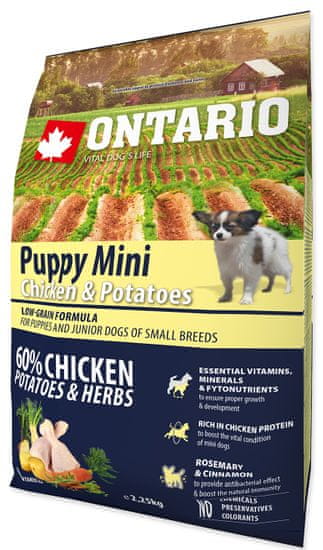 Ontario Puppy Mini Chicken & Potatoes Száraz kutyatáp, 2,25kg