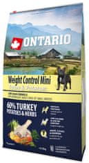 Ontario Mini Weight Control Turkey & Potatoes Száraz kutyatáp, 6,5 kg
