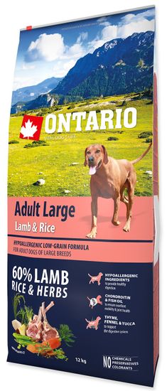 Ontario Adult Large Lamb & Rice Kutyatáp, 12kg