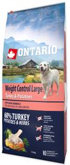 Ontario Large Weight Control Turkey&Potatoes Száraz kutyatáp, 12 kg