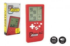 Teddies Digitális játék Falling blocks puzzle műanyag 7x14cm piros elemes, hanggal, dobozban 7,5x14,5