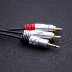Qoltec kábel 2x RCA / Mini Jack 3.5mm | 3m | Fekete