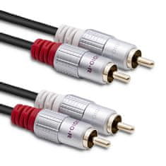 Qoltec kábel 2x RCA male / 2x RCA male | 1m | Fekete