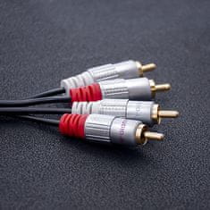 Qoltec kábel 2x RCA male / 2x RCA male | 3m | Fekete