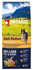 Ontario Adult Medium Lamb & Rice Kutyatáp, 12 kg