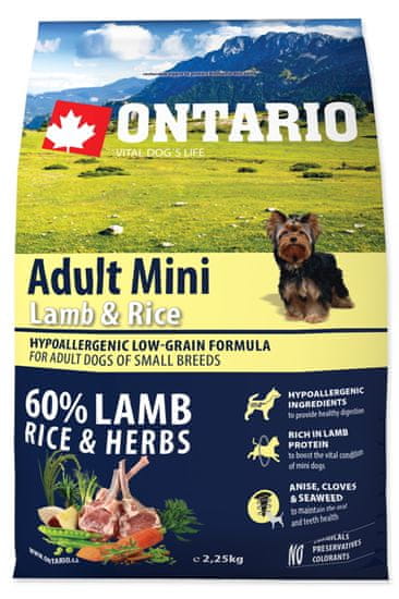 Ontario Adult Mini Lamb & Rice Kutyatáp, 2,25 kg