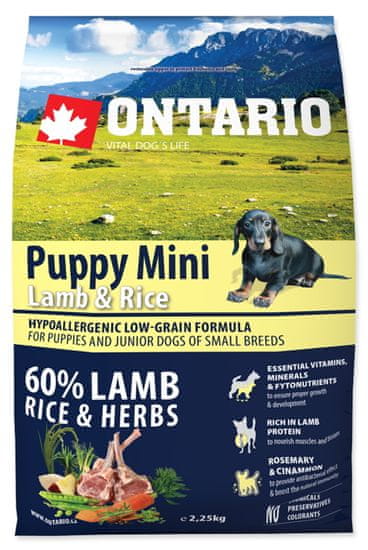 Ontario Puppy Mini Lamb & Rice Kutyatáp, 2,25 kg