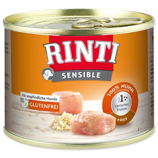 RINTI Kutyakonzerv, csirke+rizs, 12 x 185 g