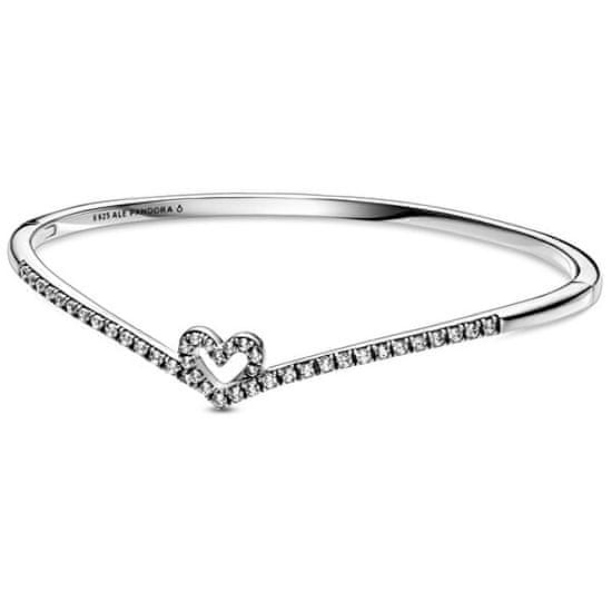 Pandora Romantikusszilárd karkötő szívvel Wish 599297C01