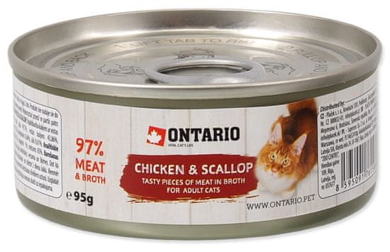 Ontario Macskaeledel, csirke+kagyló, 12 x 95 g