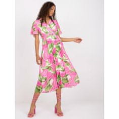 ITALY MODA Női virágos nyomtatott ruha NORAH rózsaszín és zöld DHJ-SK-11331-2.32_386766 Univerzális