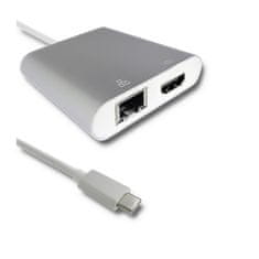 Qoltec adapter USB 3.1 C típusú férfi | HDMI A női + USB 3.0 A női + RJ45 női + PD