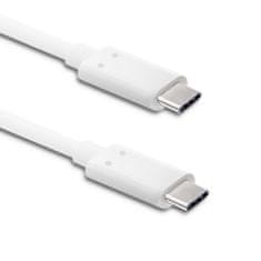 Qoltec USB 3.1 C-típusú férfi | USB 3.1 C-típusú férfi | 1m | Fehér