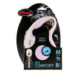 Flexi New Comfort M zsinór 8m rózsaszín 20 kg-ig