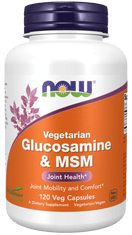 NOW Foods Glükózamin &amp; MSM Vegetarian (vegetáriánus glükózamin és MSM), 120 növényi kapszula