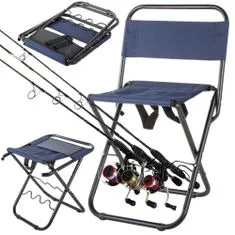 Verk 01679 Kemping összecsukható szék horgászbot tartóval kék