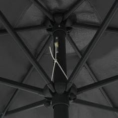 Greatstore antracit kültéri napernyő LED fényekkel és alumíniumrúddal 270cm