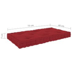 Greatstore burgundi vörös pamut raklapbútor padlópárna 73 x 40 x 7 cm