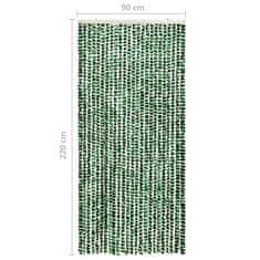 Vidaxl zöld és fehér zsenília rovarfüggöny 90 x 220 cm 325446