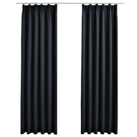 Vidaxl 2 db fekete sötétítőfüggöny kampókkal 140 x 245 cm 134416