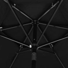 Greatstore 3 szintes fekete napernyő alumíniumrúddal 2,5 m